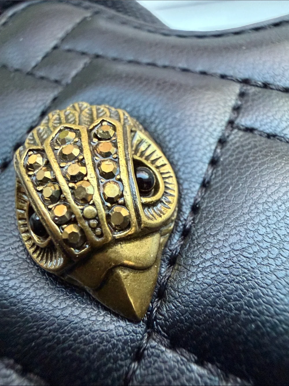 Kurt Geiger Black Quilted Star Keyring Pouch with Gold Emblem